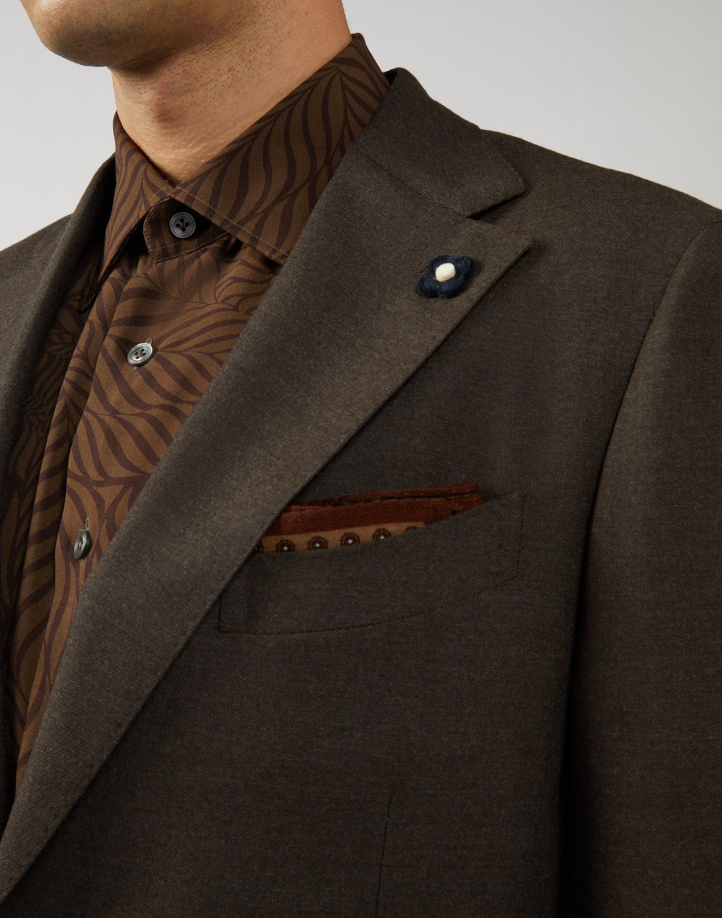 Beige and brown pocket square with geometric print