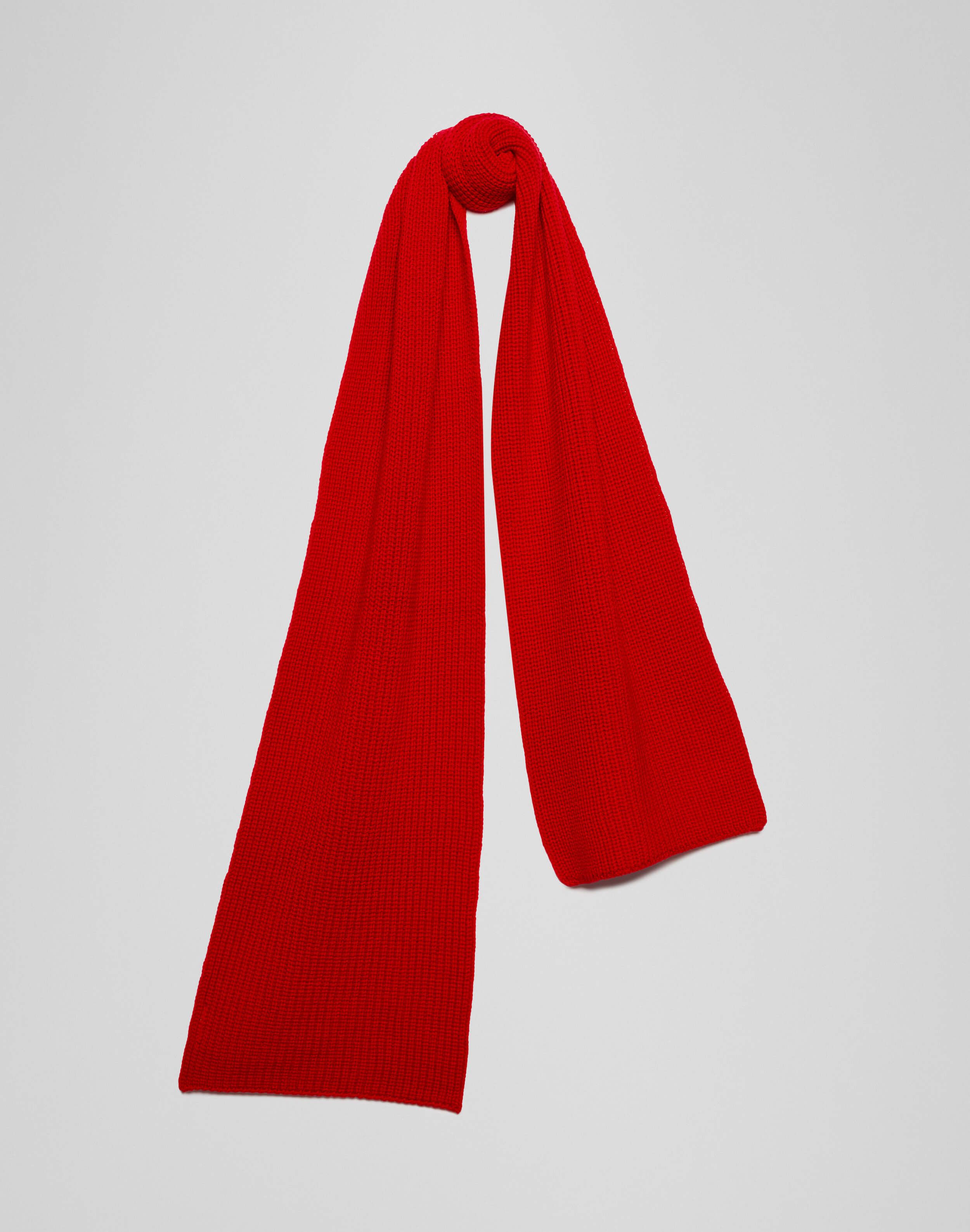 Ribbed scarf in orange merino wool