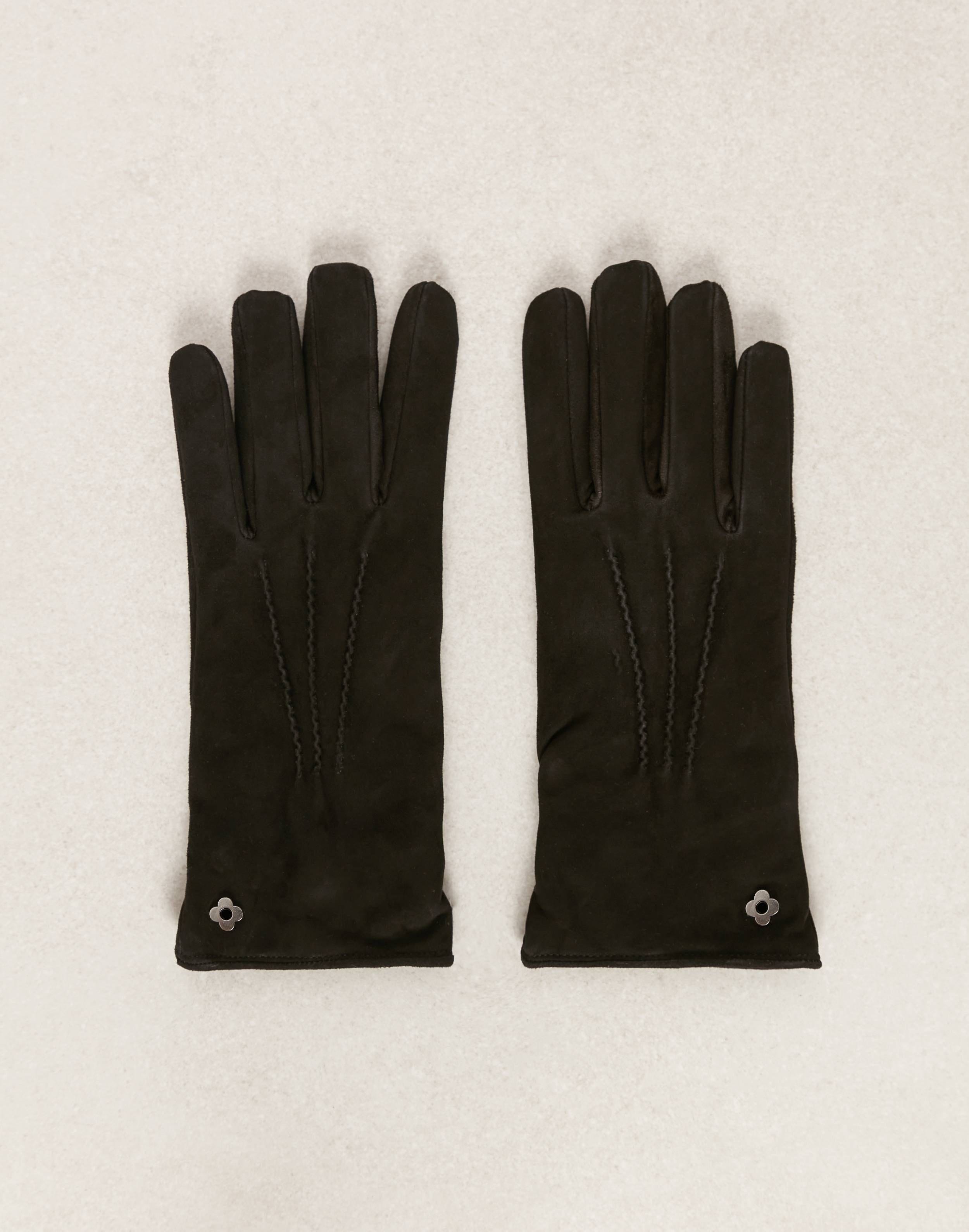 Black gloves in suede and cashmere 