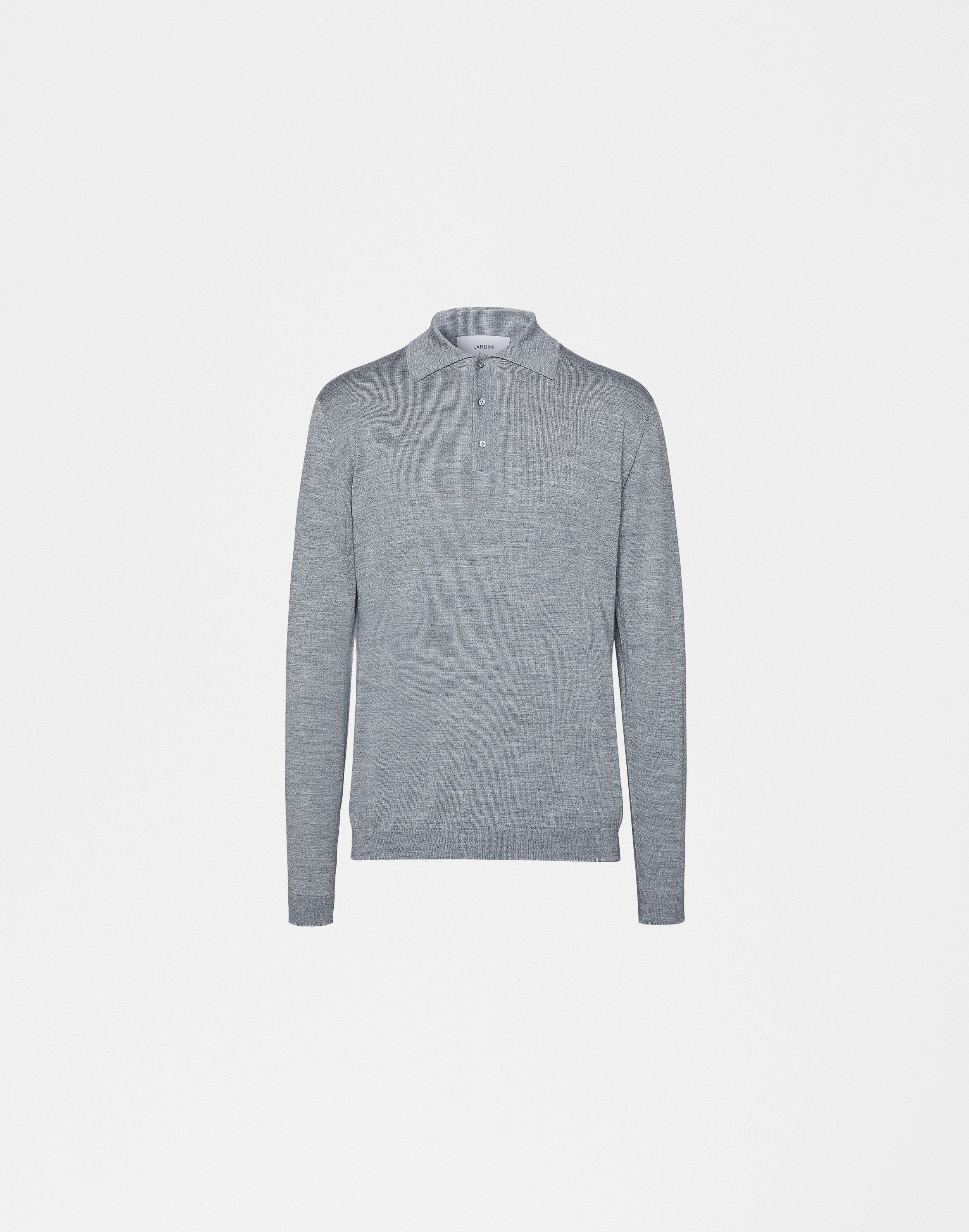 Gray long sleeve polo shirt | Lardini