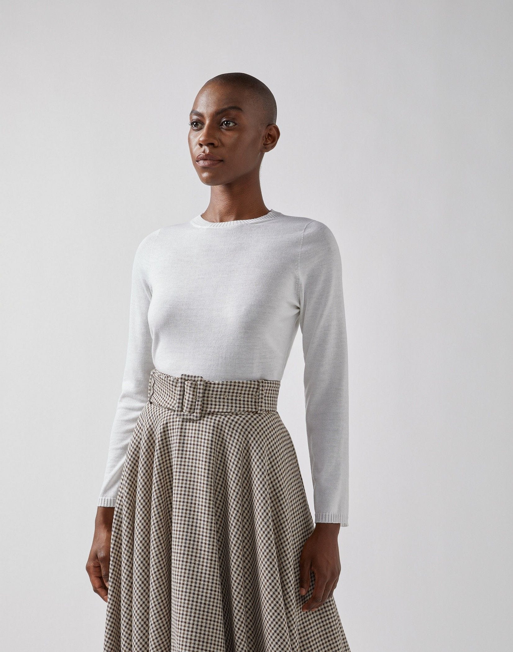 Silk/wool blend long-sleeve sweater