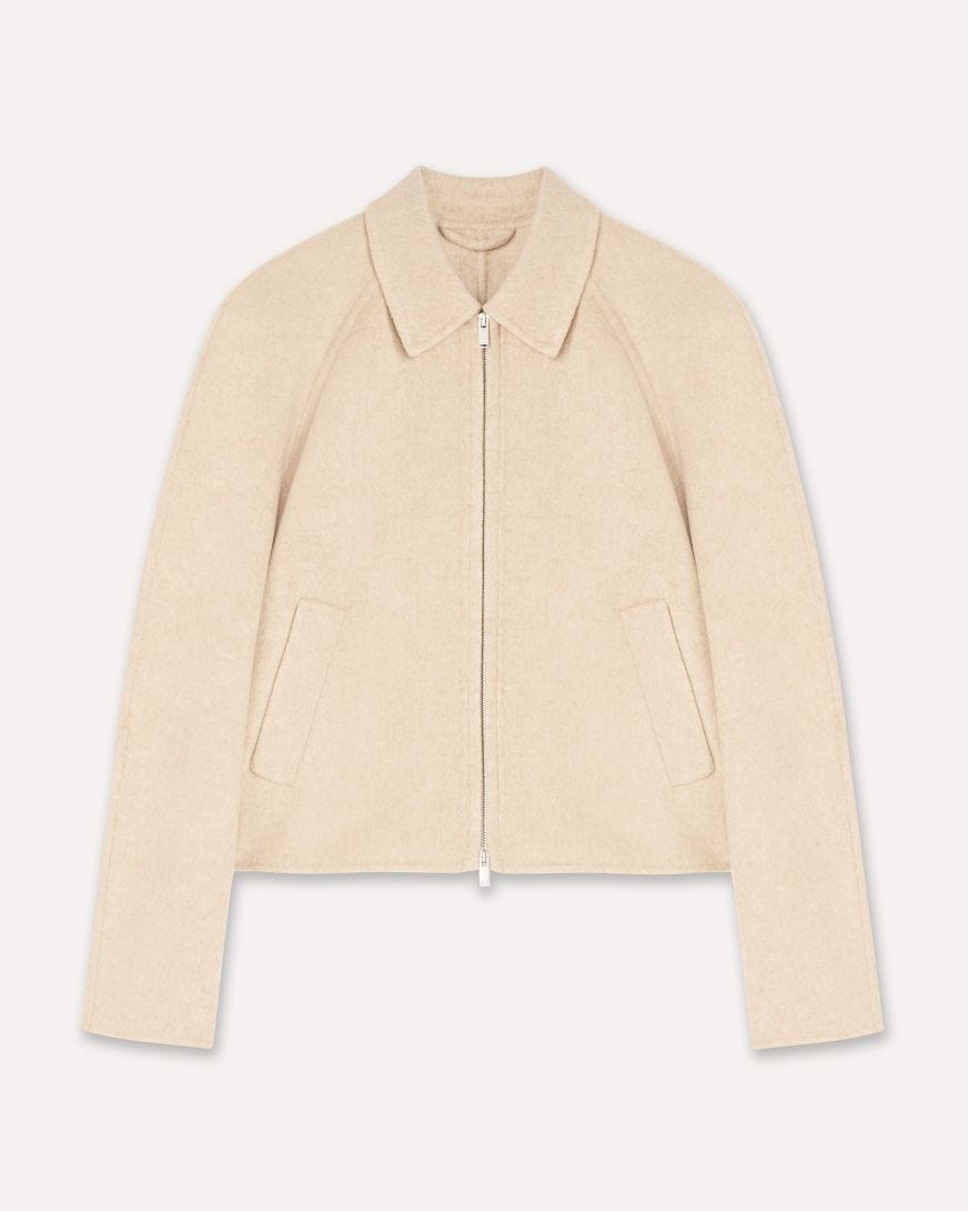 Sand short jacket in double wool with zipper