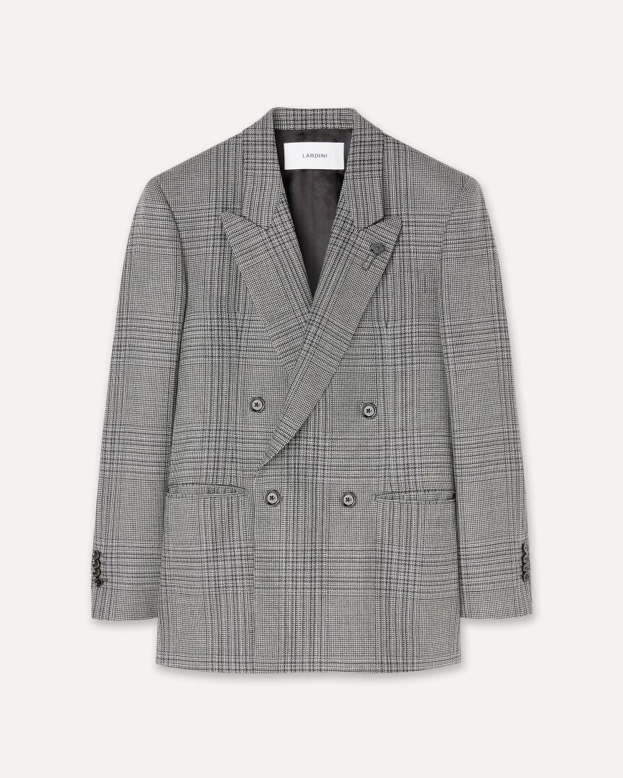 Oversized double-breasted jacket in macro Prince of Wales check