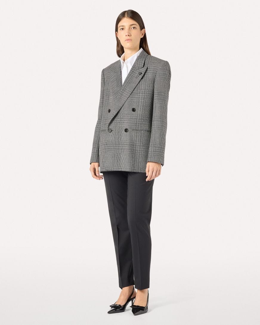 Oversized double-breasted jacket in macro Prince of Wales check