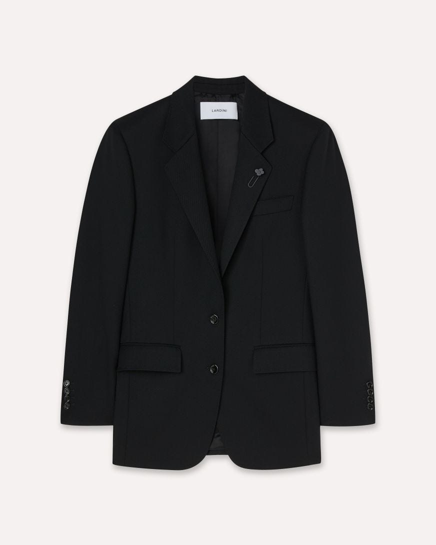 Black single-breasted jacket in wool drill