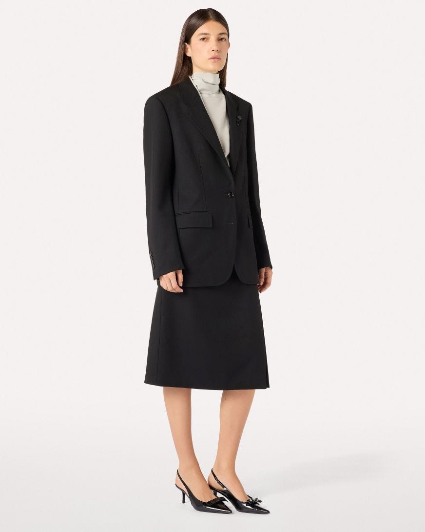 Black single-breasted jacket in wool drill