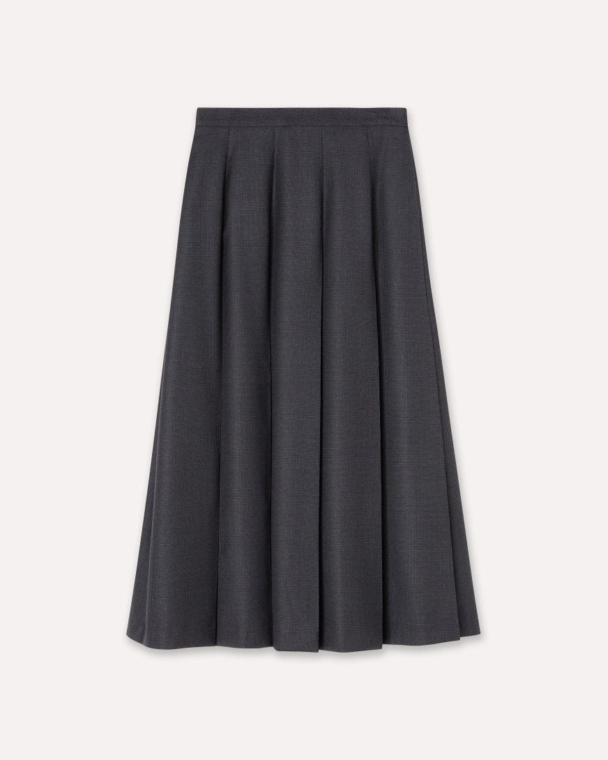 Midi pleated skirt in anthracite color