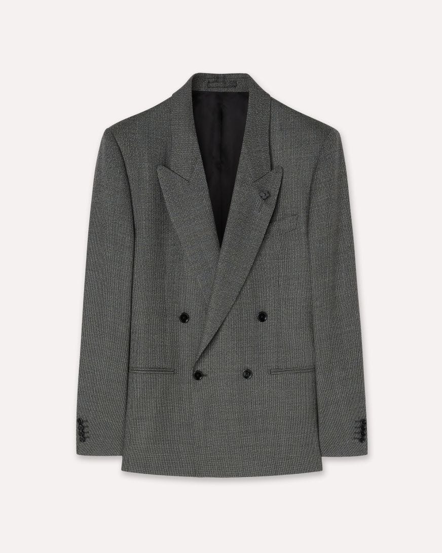 Grey micro-pattern double-breasted jacket