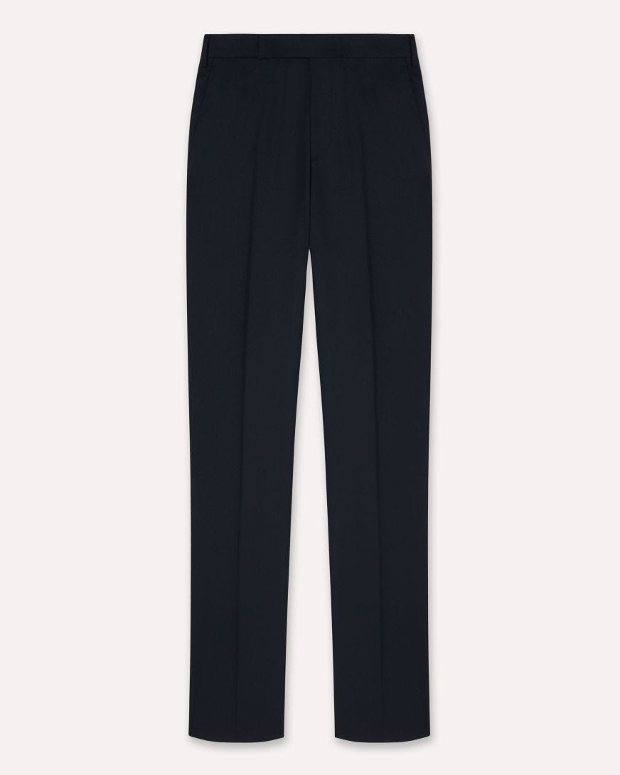 Pantalone nero senza pieghe in flanella leggera