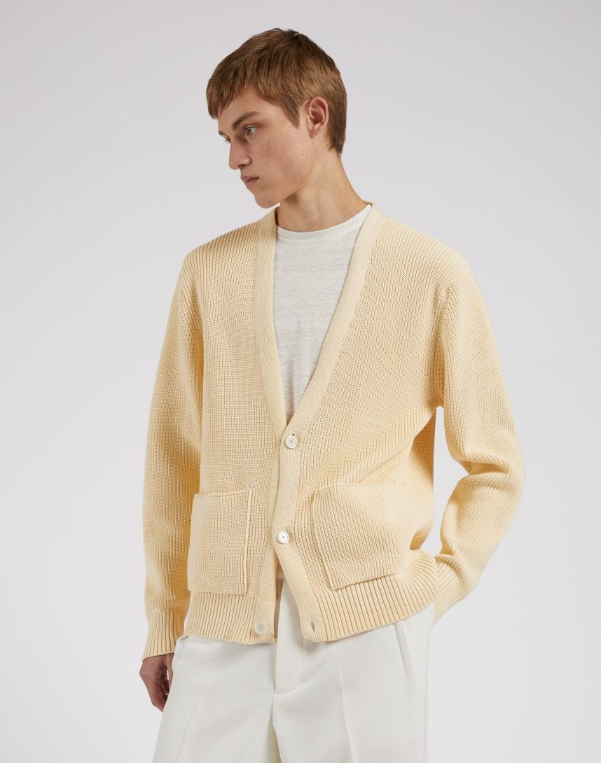 Cream V-Neck Cardigan