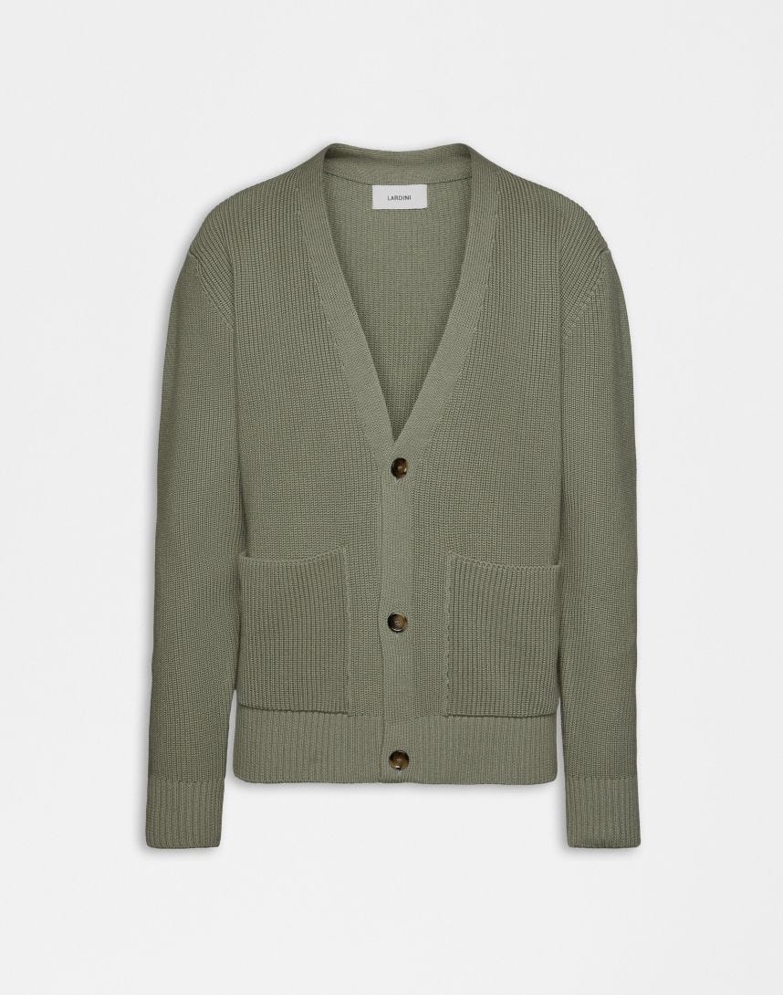 Grüne Strickjacke mit V-Ausschnitt