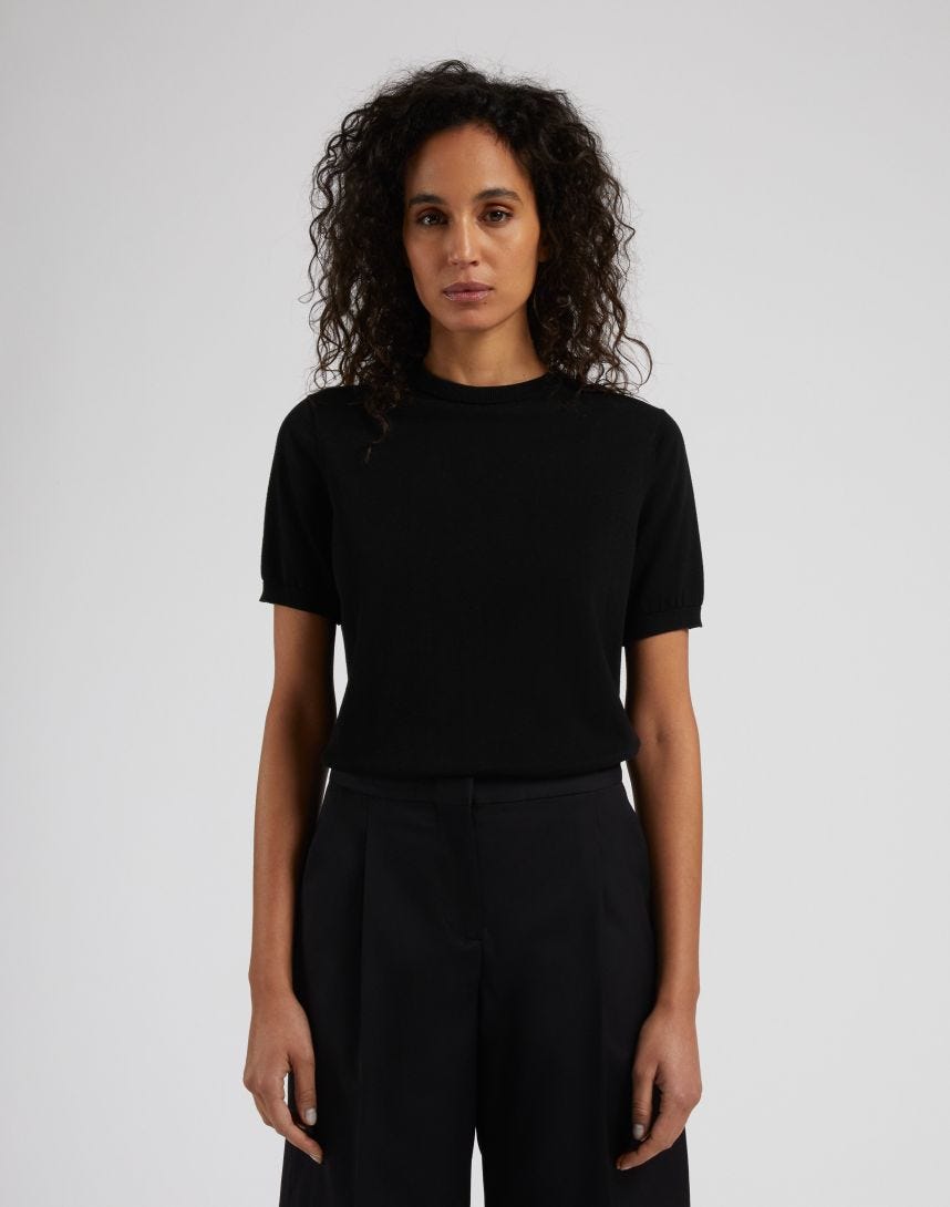 Black Cotton Crew-neck Sweater