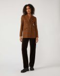 Double-breasted jacket in brown cashmere-wool flannel 2