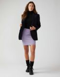 Straight mini skirt in lilac wool 1