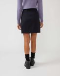 Blue woollen mini skirt with size-zip closure 3
