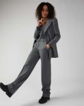 Single-breasted pinstripe jacket in grey and beige  2
