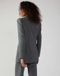 Single-breasted pinstripe jacket in grey and beige  3