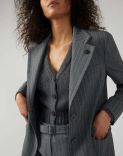 Single-breasted pinstripe jacket in grey and beige  4