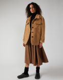 Flared midi skirt in brown wool twill 2