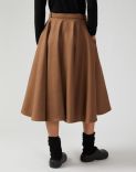 Flared midi skirt in brown wool twill 3