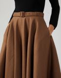 Flared midi skirt in brown wool twill 4