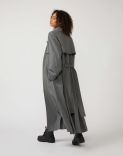 Double-breasted pinstripe trench coat in wool with a belt 4