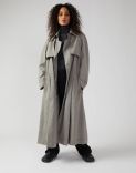 Grey belted trench coat in wool gabardine 1