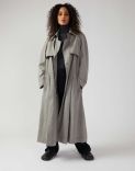 Grey belted trench coat in wool gabardine 5