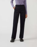 Blue trousers in stretchy panama wool 1
