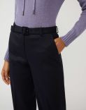 Blue trousers in stretchy panama wool 4