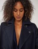 Belted trench coat in blue wool 2