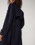 Belted trench coat in blue wool 3
