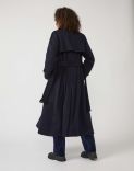 Belted trench coat in blue wool 4