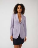 Lilac jacket in stretchy cool wool 1