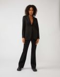 Bell-bottom trousers in cool black wool 2