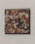 Brown linen and cotton pocket square with an exotic print 2