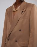 Hazelnut-coloured viscose Miami double-breasted jacket 5