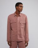 Giacca camicia rosa in lino e micro tencel 4 tasche 2
