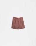 Pink linen and micro-tencel long comfort Bermuda shorts 1