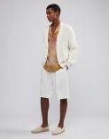 White stretch satin cotton comfortable short Bermuda shorts 3