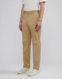 Hazelnut stretch cotton drill pleatless trousers 2