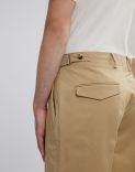 Hazelnut stretch cotton drill pleatless trousers 4