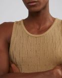 Beige knitted vest with ribbing 5