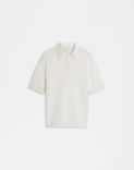 White polo shirt with an openwork knit 1