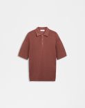 Red polo shirt with an openwork knit 1