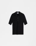 Black buttoned polo shirt with a rib knit 1