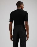 Black buttoned polo shirt with a rib knit 4