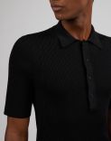 Black buttoned polo shirt with a rib knit 5