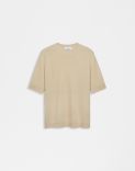 Ribbed linen and cotton cream T-shirt 1
