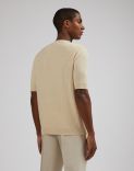 Ribbed linen and cotton cream T-shirt 4